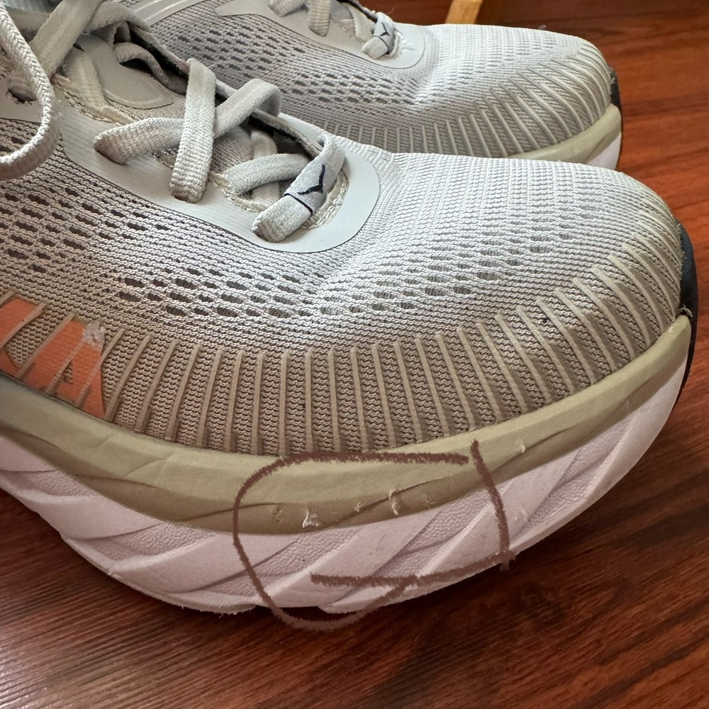 Hoka One One women Gray and Orange Athletic Shoes size 8 - Picture 7 of 8